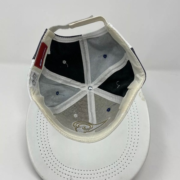 Reebok NFL St Louis Rams Navy Blue & white Leather Baseball Hat Made In U.S.A - Picture 6 of 7